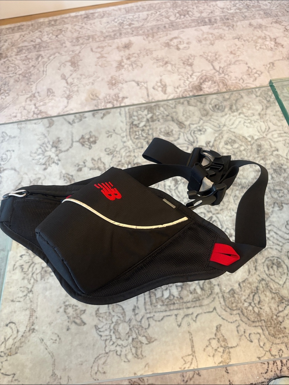 New Balance Black and Red Waist Running Belt Bag